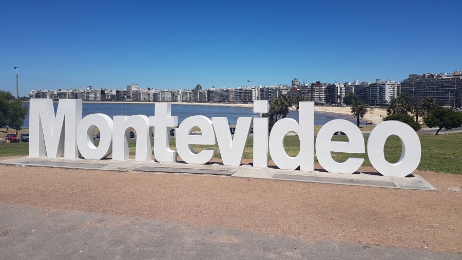 Stop at Montevideo sign in Pocitos neighbourhood