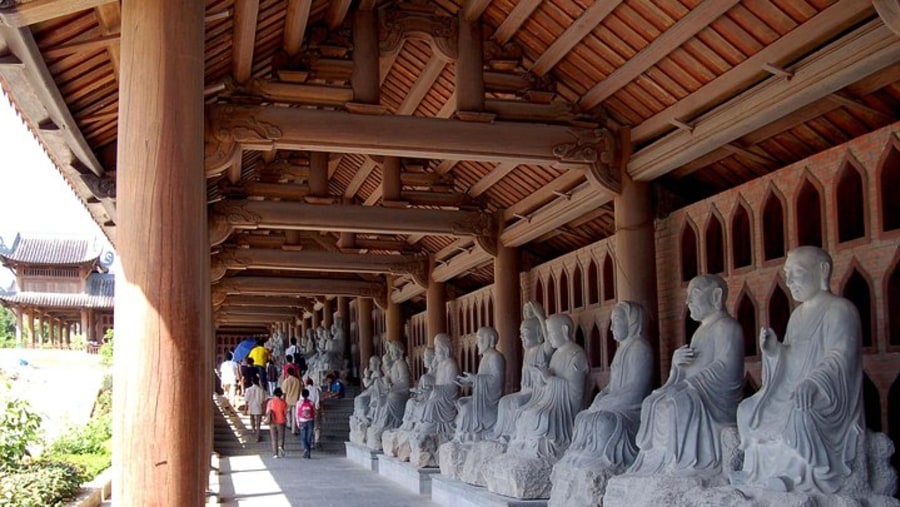 Statues lining the hallway