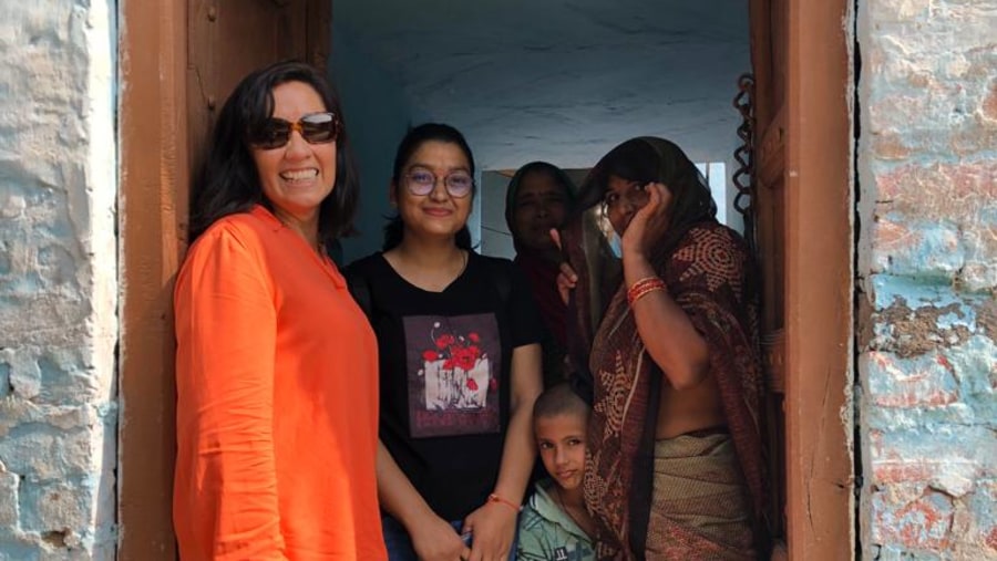 Photo with local family in Village