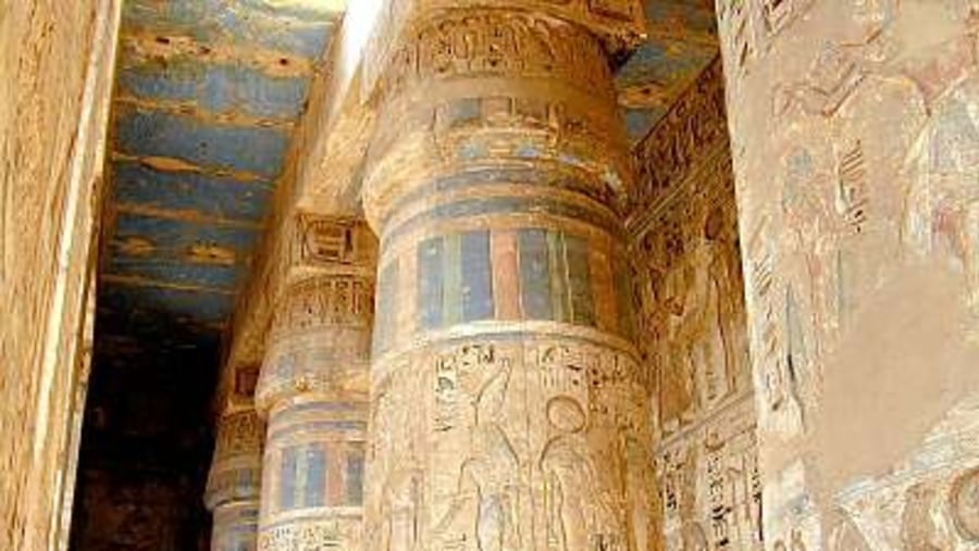 hieroglyphs covering the walls