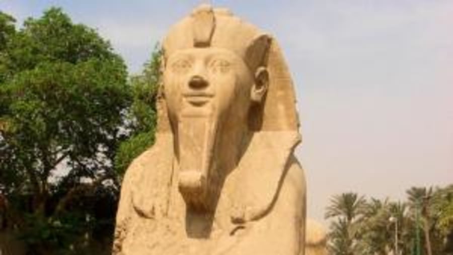 Ramses 2 statue at Memphis open Museum