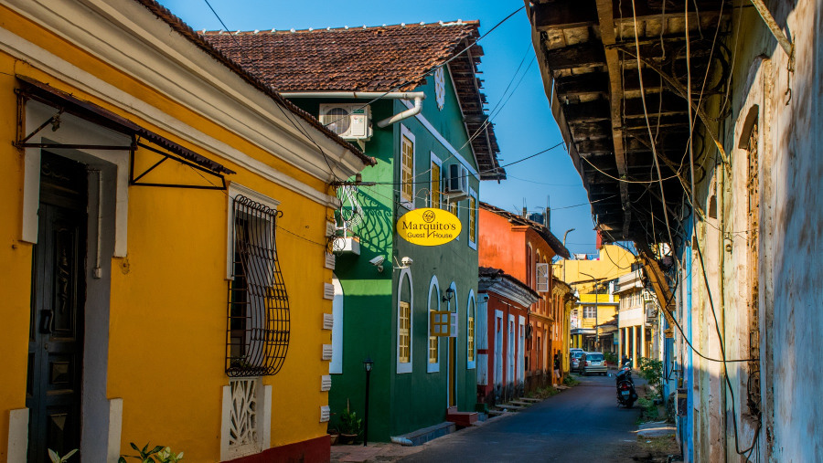 North Goa, Panaji, The colorful streets in the downtown of capital of Goa.