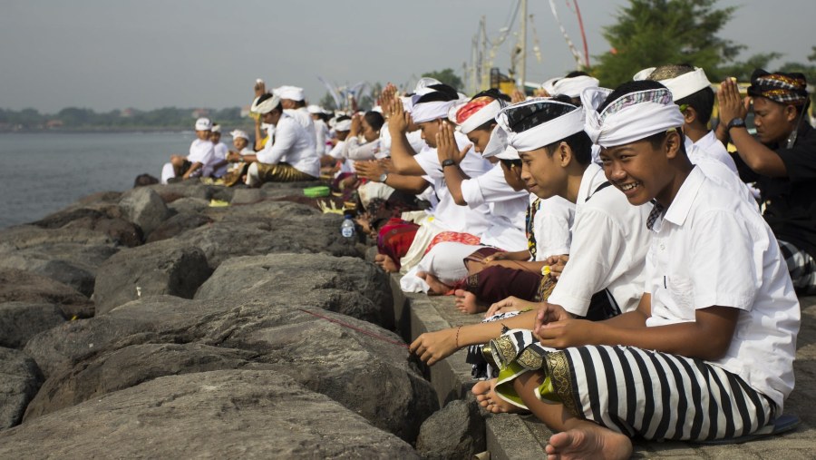 Balinese People Performing Nyepi at Denpasar