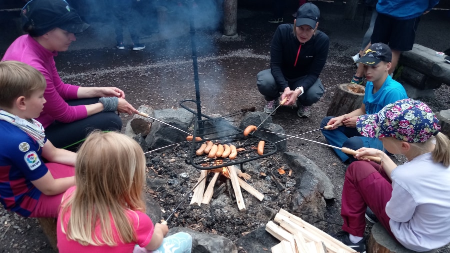 Grilling sausages in Oulanka National Park, Finland