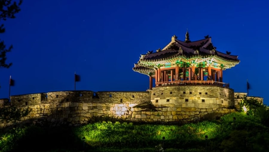 Suwon Hwaseong Fortress - Night View in Summer