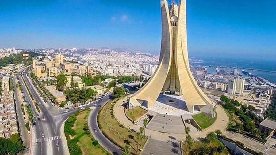 Panoramic view of Riadh El Fath in Algiers, Algeria. A bustling urban oasis nestled amidst the vibrant cityscape.