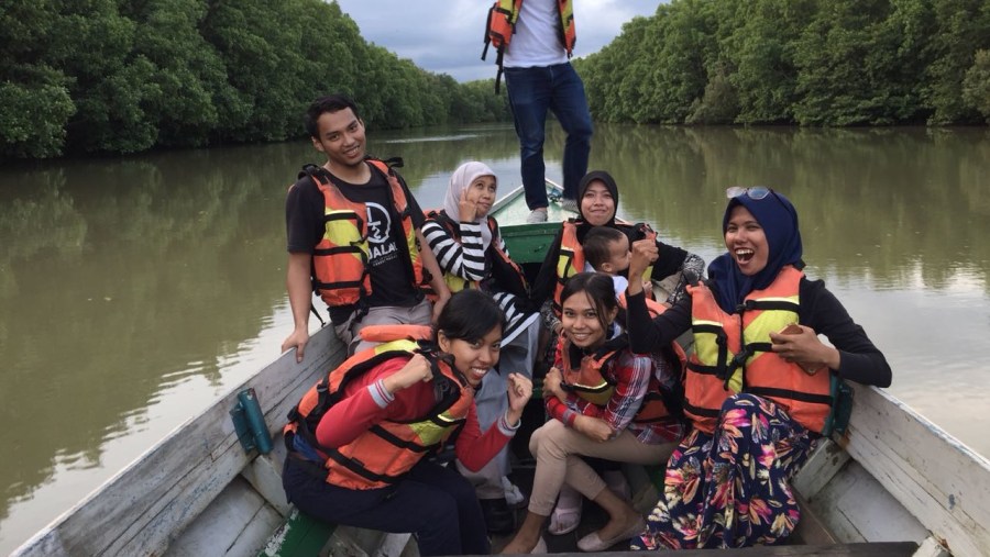 On boat at Mangrove Center