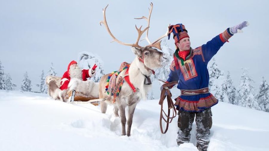 Witness a jolly Santa with the Reindeer in Finland