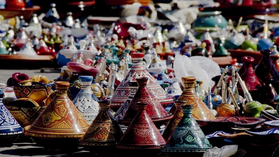 Explore the colourful handicrafts on display in Rabat