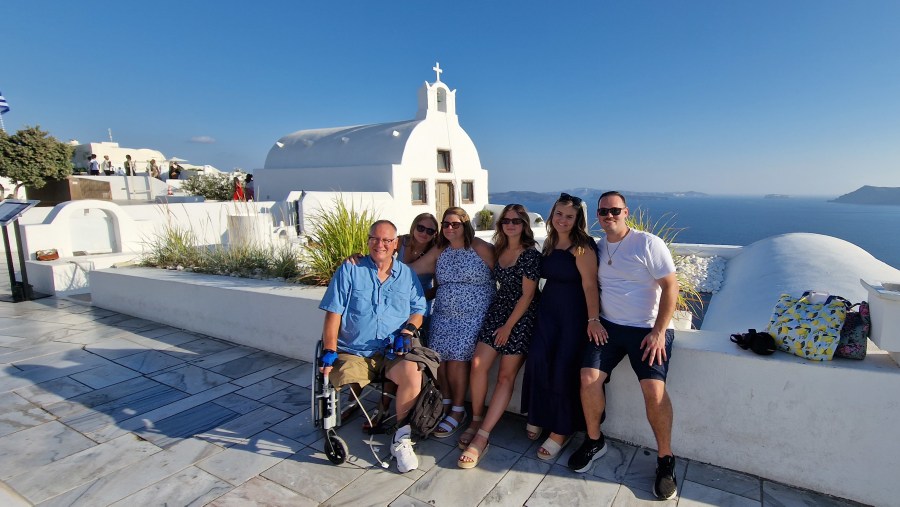 Travelers at Santorini