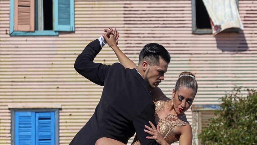 Tango Dancers Pose For Photos