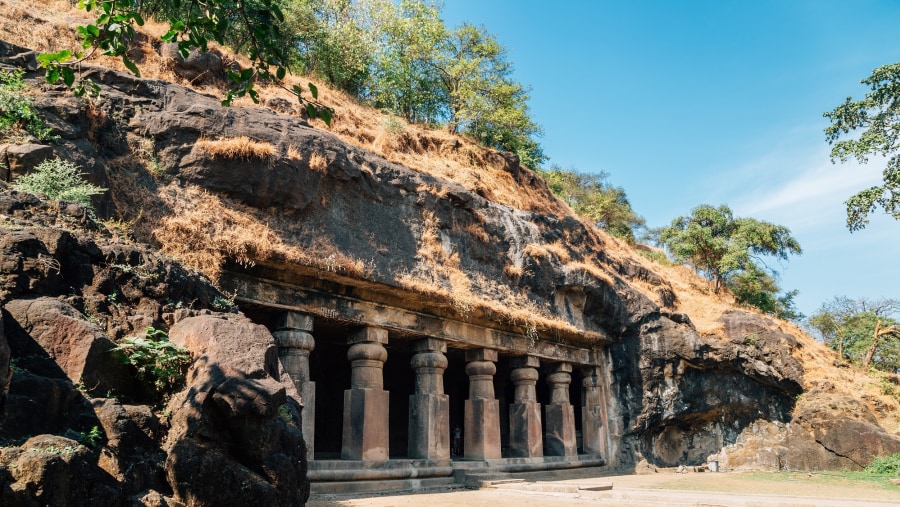 Elephanta Caves historical architecture in Mumbai.