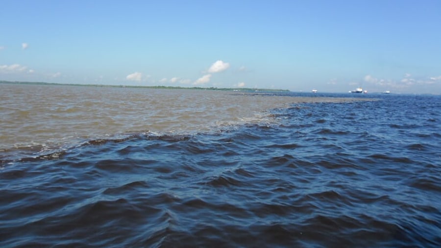 Meeting of Rio Negro and Amazon rivers