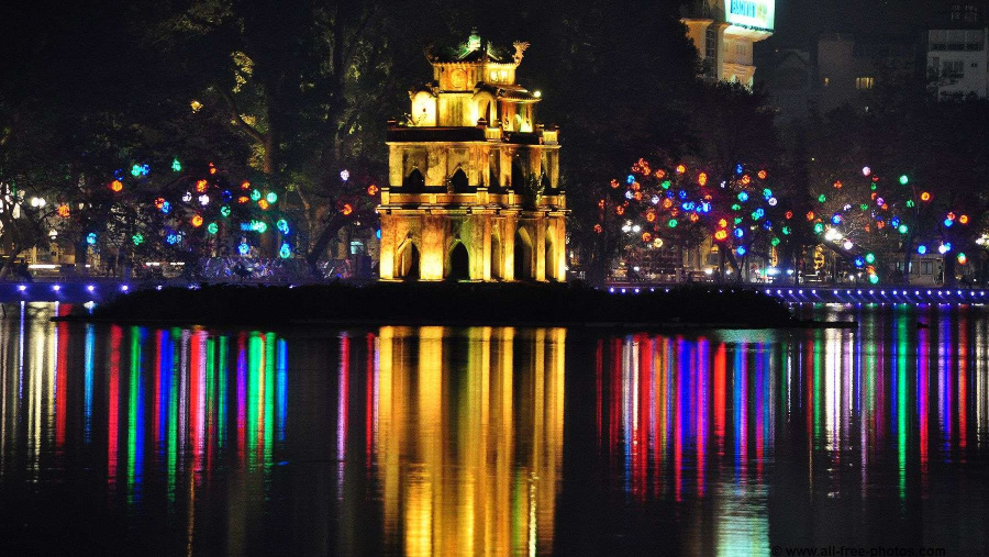 colorful city views at night