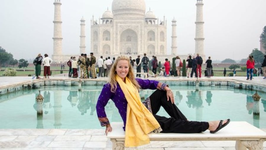 Tourists at Taj Mahal