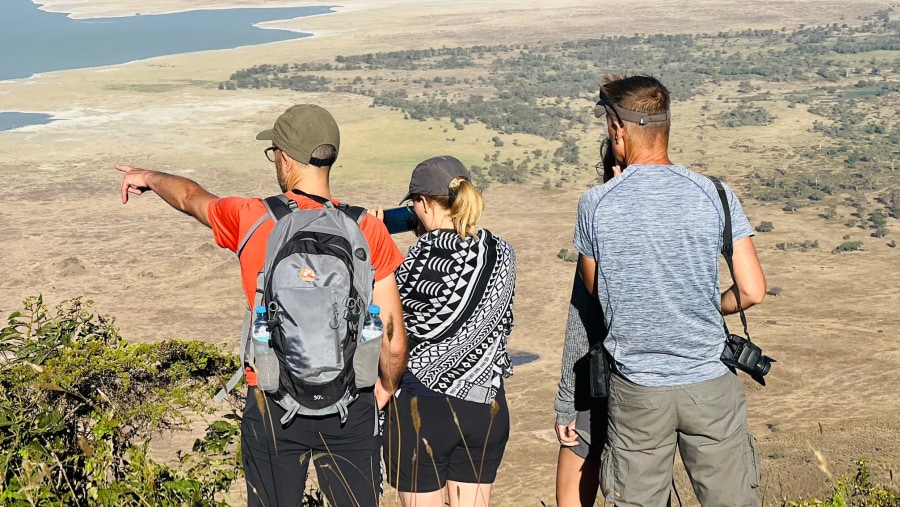 Explore the Ngorongoro Crater's edge on a walking safari.