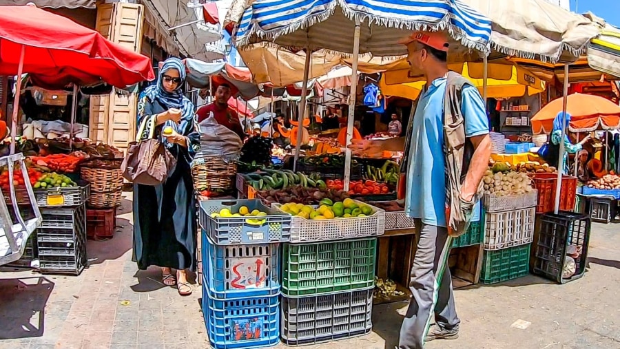 Market place for fresh vegetables and fruits
