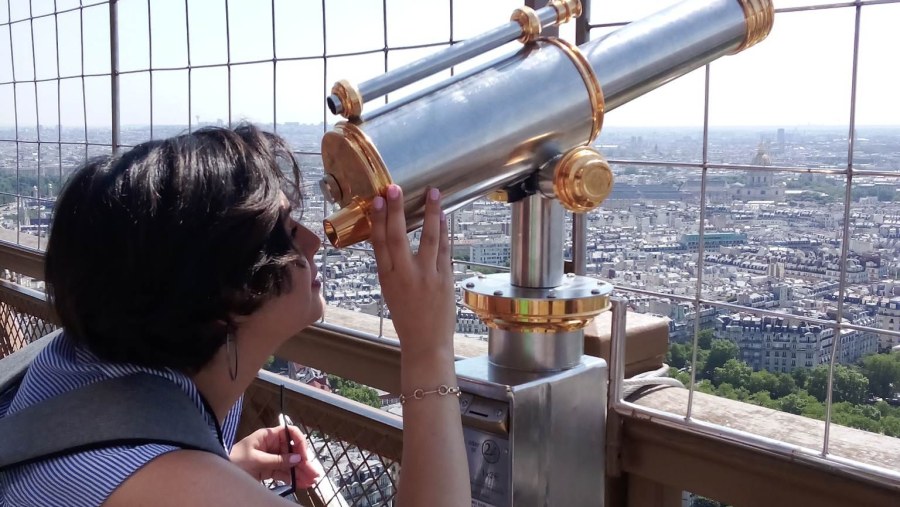 Traveller at the Eiffel Tower