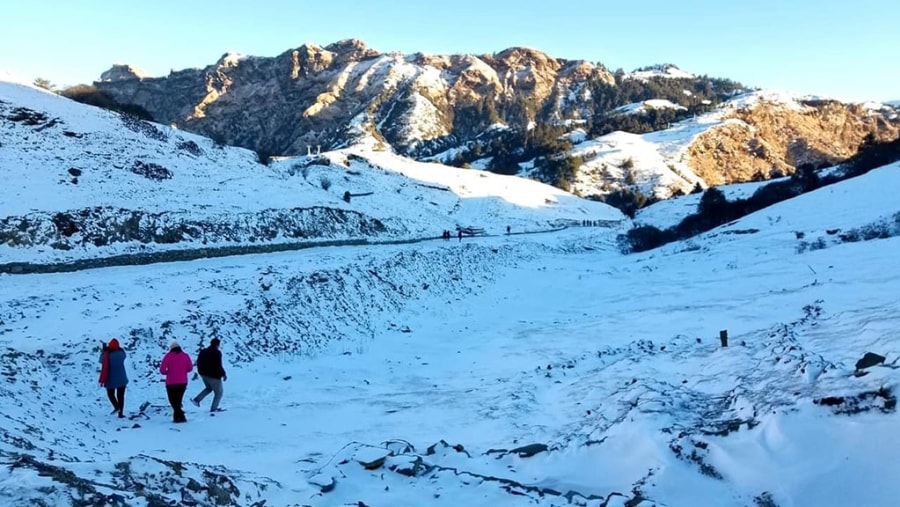 Hike on snow-capped mountains