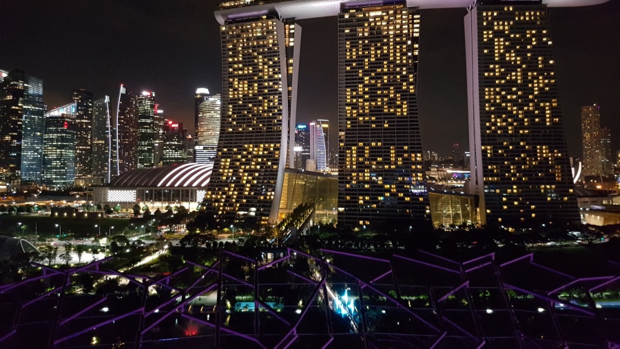 Cityscape at Night in Singapore