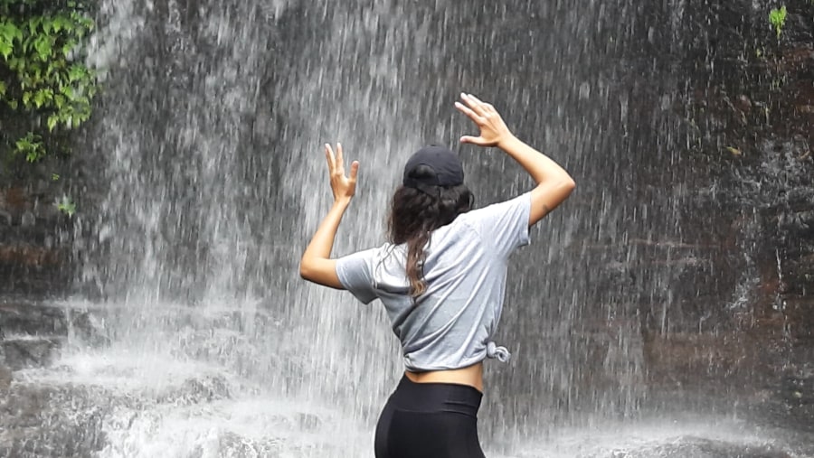 Enjoy bathing in a waterfall