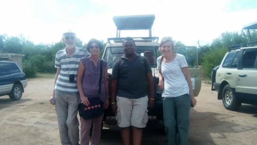 Happy tourists in Ruaha National Park