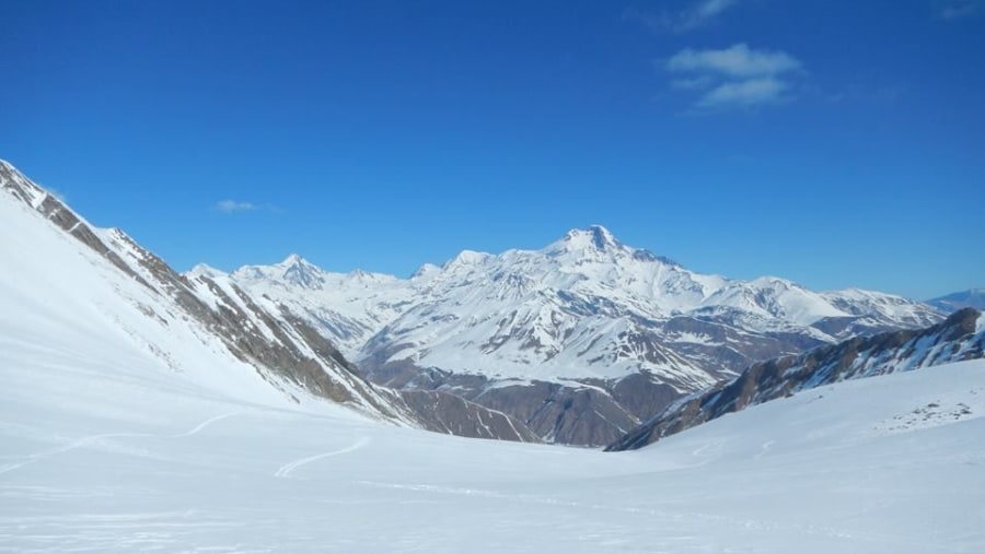 Enjoy making your way up the snow-covered terrain from Gudauri