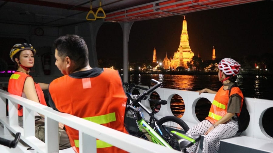 Wat Arun Ferry Ride at night, Thailand