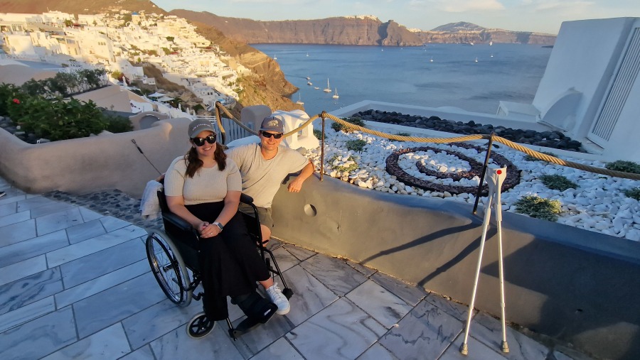 Travelers at Santorini