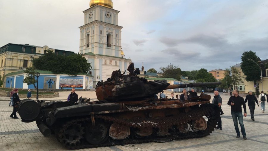 Destroyed military vehicle