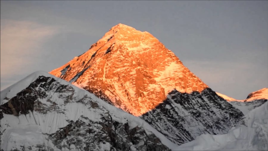 View of the snow peaks of Everest