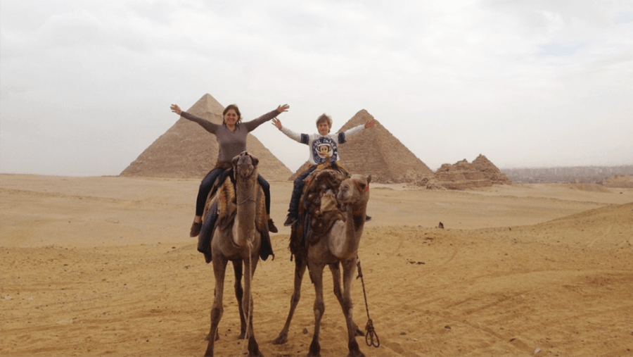Giza Pyramids on a camel