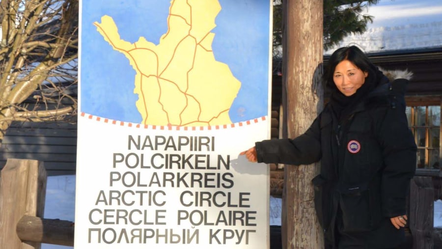 Crossing the Arctic Circle in Rovaniemi, Finland