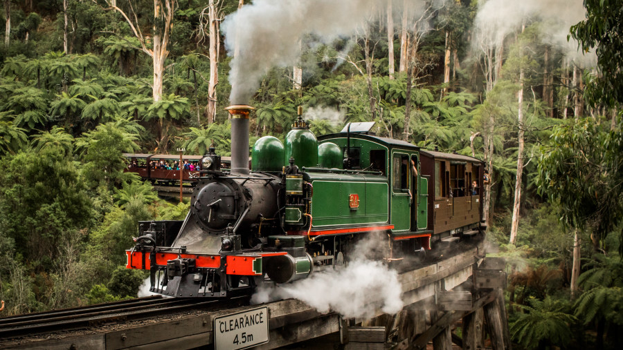 Enjoy a fun ride on the Puffing Billy Steam Train