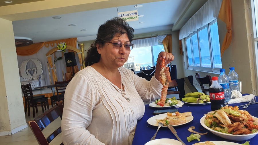 Tourists enjoying local food