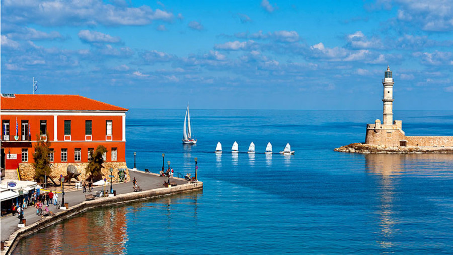 Old Venetian Harbour with lighthouse, Greece