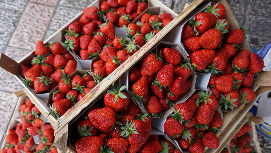 Look at some fresh strawberries