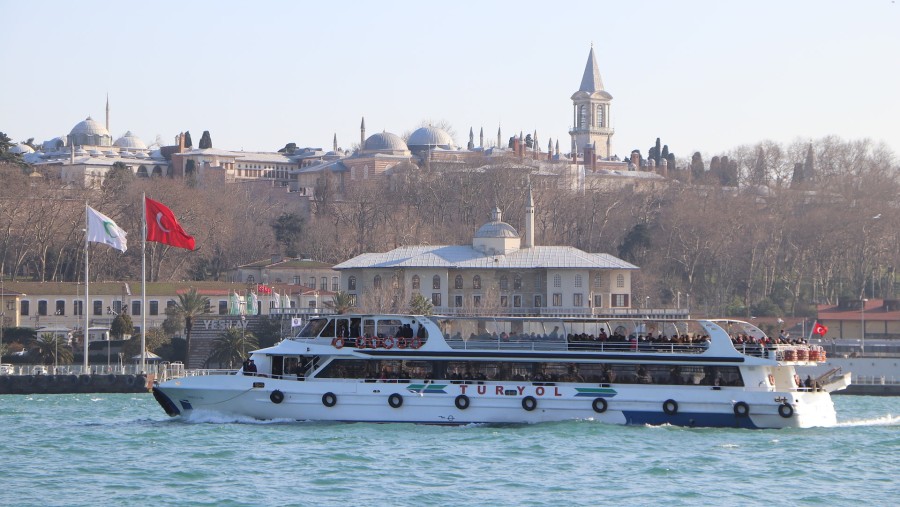 Admire the views of Topkapi Palace, Hagia Sophia and Blue Mosque