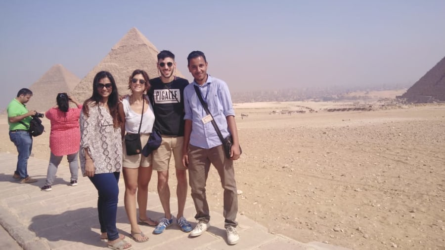 Tourists at Giza Pyramid