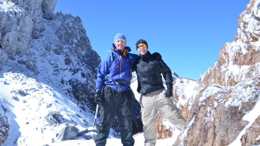 Travelers trekking Toubkal