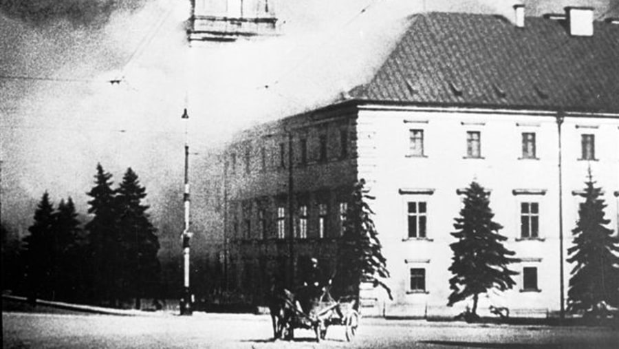 Burning Royal Castle in Warsaw, September 17th 1939 