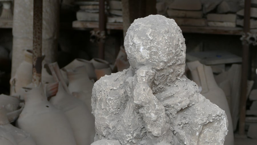 A Human Body Remnant After Being Buried In The Ashes Of The Vesuvius