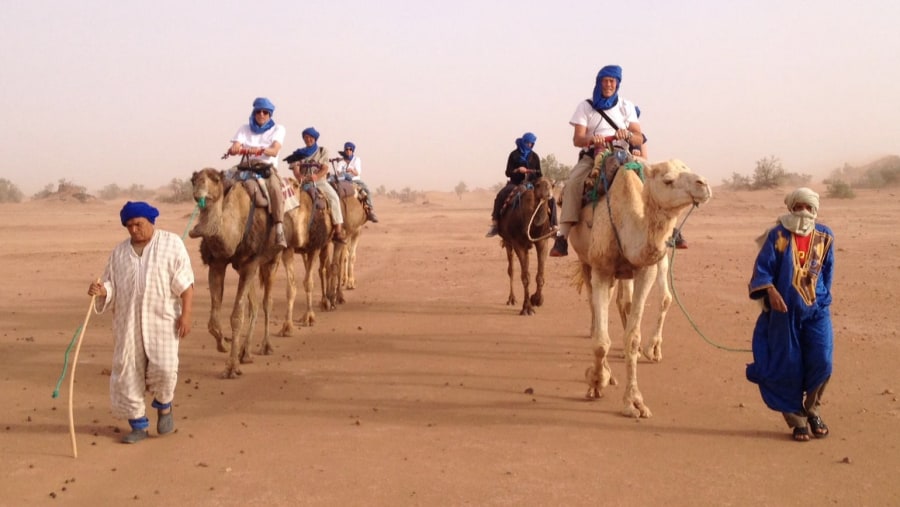 Camel ride in the desert