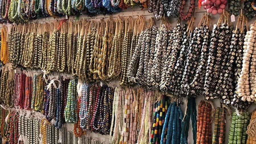 Look at the beads collection at TK beads in Amrahia, Accra