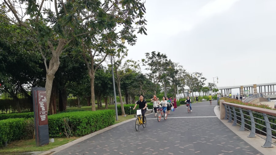 Cycling around the park