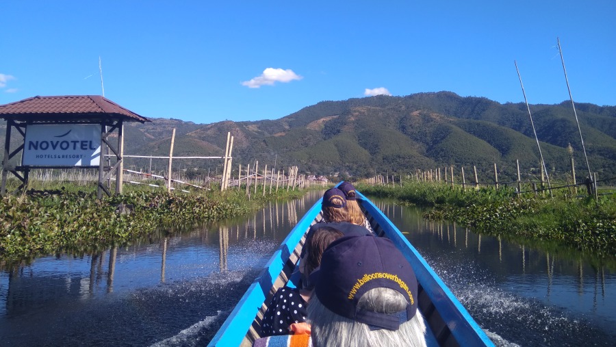 Travellers in the boat through the Floating Garden