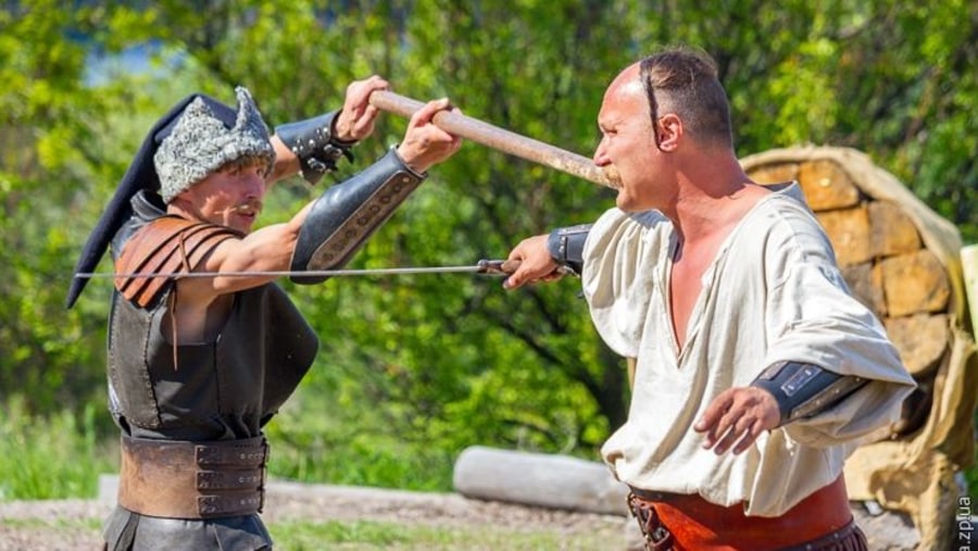 Cossacks fighting show on Khortitsa Island