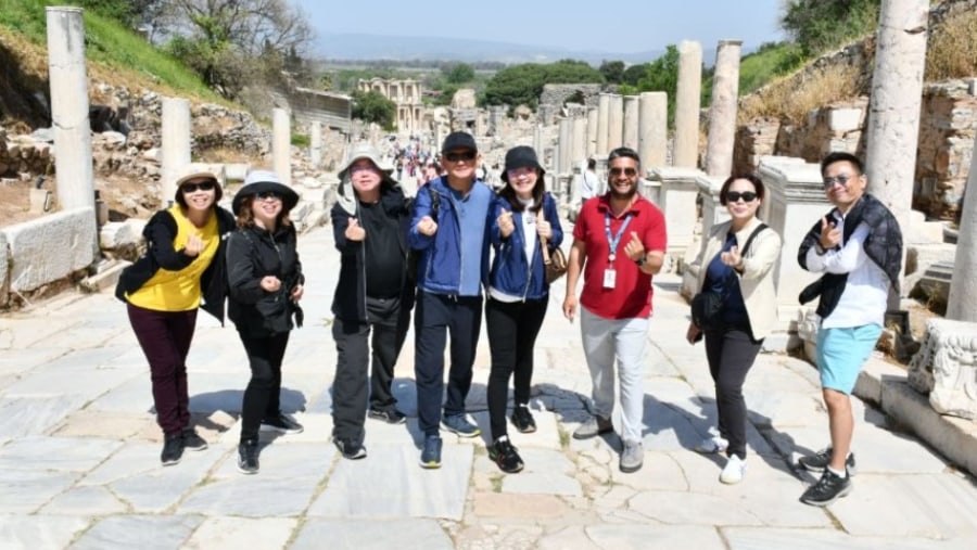 Tourists Enjoying the Ephesus Tour