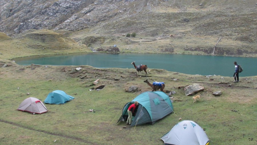 Camping by the lake in Peru