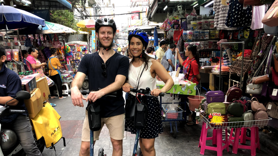 Ride through Bangkok's market, Thailand